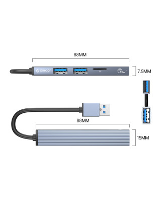 ORICO 4 Port USB3.0 HUB + TF Card (AH-A12F)