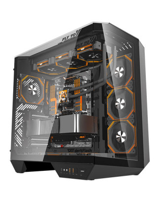 Case darkFlash DY470 Black ( Support ATX MB / USB3.2 Gen 2 Type-C included / 3 Glass Side  ) 