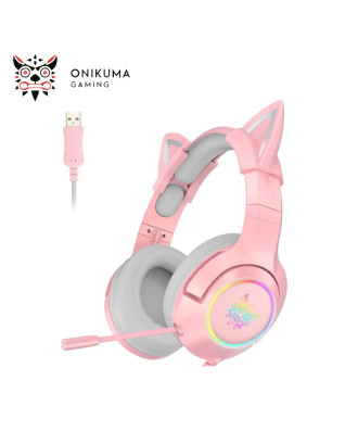 HEADSET ONIKUMA K9 Pink USB 7.1 WIRED GAMING RGB