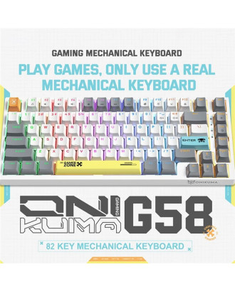 KEYBOARD ONIKUMA G58 White MECHANICAL 82 Keys GAMING RGB