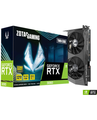 ZOTAC GeForce RTX 3060 Twin Edge 12GB (12GB GDDR6  / 192bits / Dual Fans / 3 Years warranty )