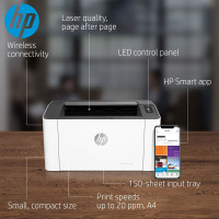 HP LaserJet 108W Printer (4ZB80A) B/W Print Only A...